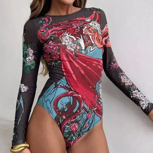 Sporty one-piece swimsuit for women with long sleeves Chic and Style