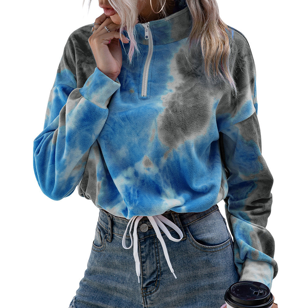Pull en fleece à col montant et cordon de serrage pour femmes Chic und Stil