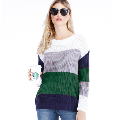 Dames pull en gros tricot avec un motif rayé tendance et une coupe ample Chic und Stil