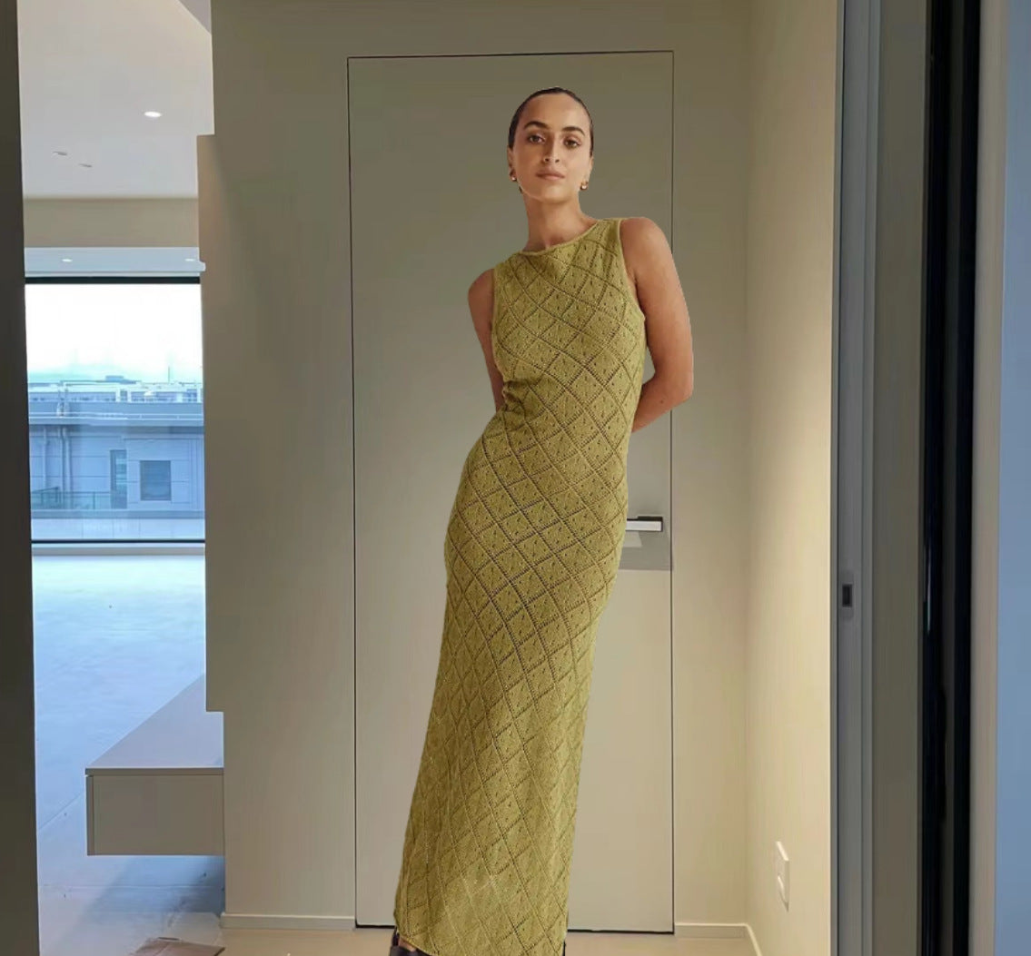 Robe maxi pour dames avec tissu en losanges décoratif et fente latérale Chic und Stil