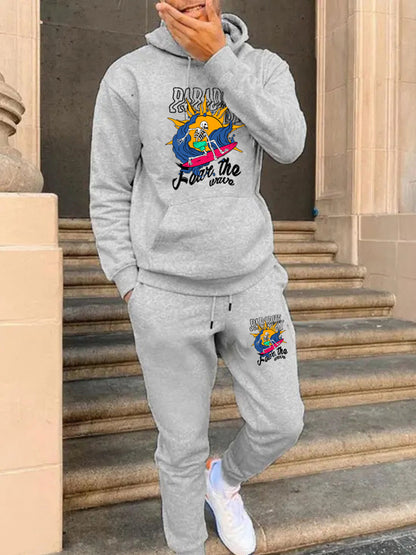 Women's hoodie and jogger pants set with unique surf pattern Chic and Style