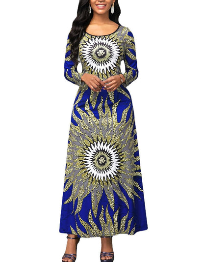 Robe maxi femme avec un impressionnant motif graphique et un col rond Chic und Stil