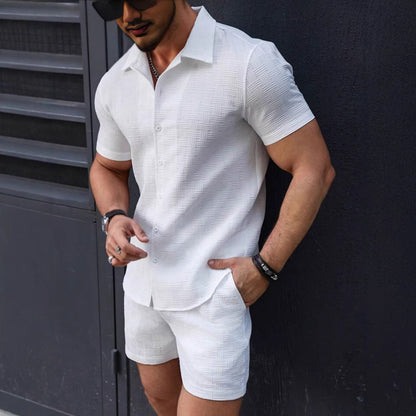 Hommes Ensemble court à manches courtes texturé Chic und Stil