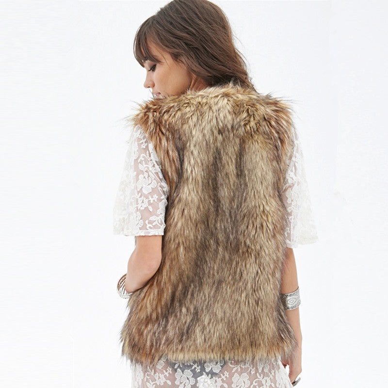 Dames Élégante Gilet en Fausse Fourrure Chic und Stil
