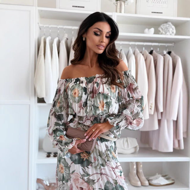Dames Off-Shoulder Fluide Maxi Robe Chic und Stil 1751506841