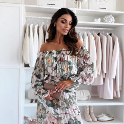 Dames Off-Shoulder Fluide Maxi Robe Chic und Stil 1751506841
