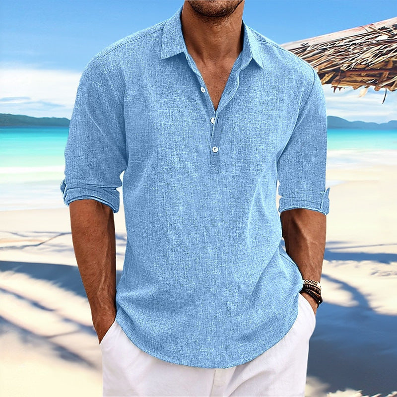 Chemise en lin léger pour hommes à manches mi-longues Chic und Stil