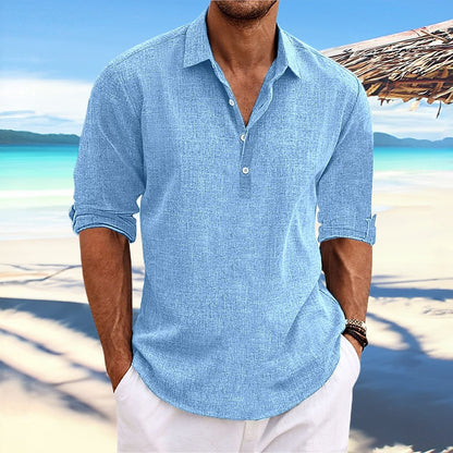 Chemise en lin léger pour hommes à manches mi-longues Chic und Stil