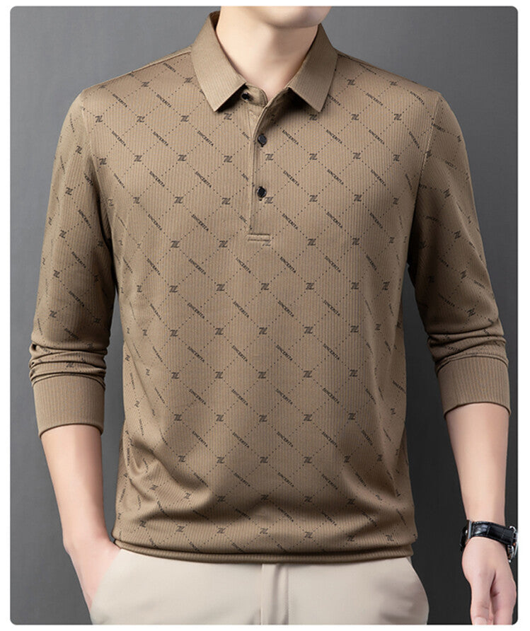 Men's Long Sleeve Polo with an innovative pattern and breathable properties Chic and Style