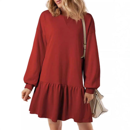 Robe de sweat décontractée pour femmes avec décolleté en V et ourlet à volants Chic und Stil
