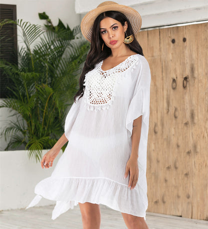 Dames Détail en Crochet Plage Kaftan Couvrir-Up Chic und Stil