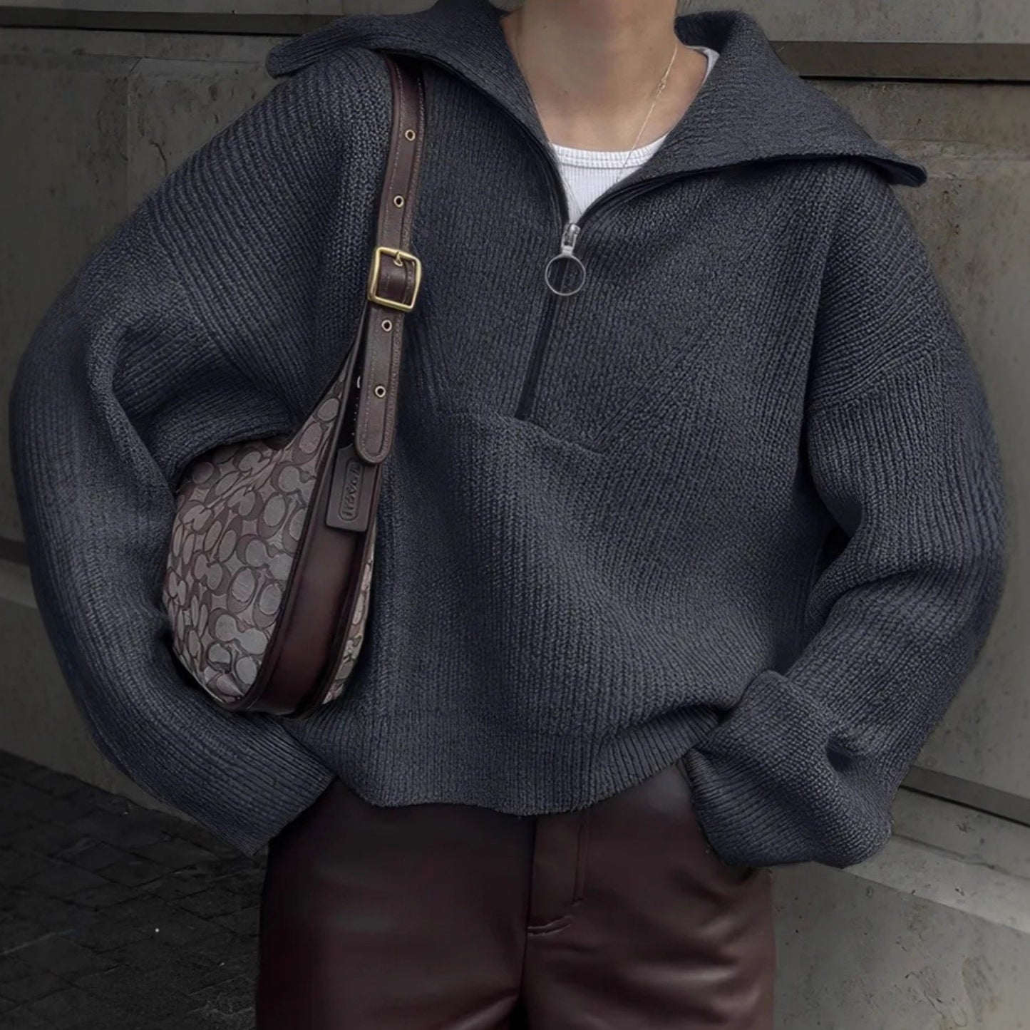 Pull en tricot pour femmes avec zipper et coupe décontractée Chic und Stil