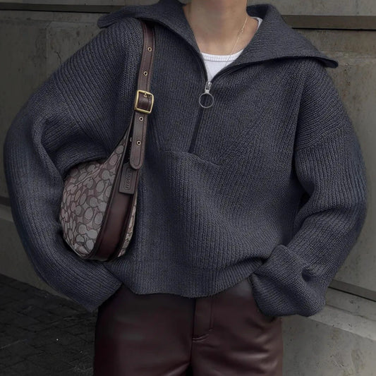 Pull en tricot pour femmes avec zipper et coupe décontractée Chic und Stil