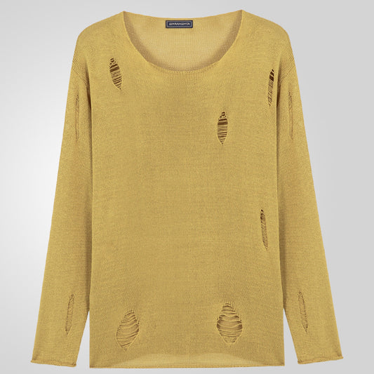 Homme Pull ras du cou stylé avec des détails effilochés Chic und Stil