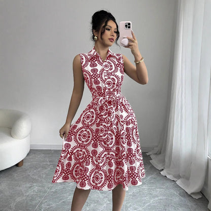 Robe A-line sans manches pour femmes avec ceinture taille Chic und Stil