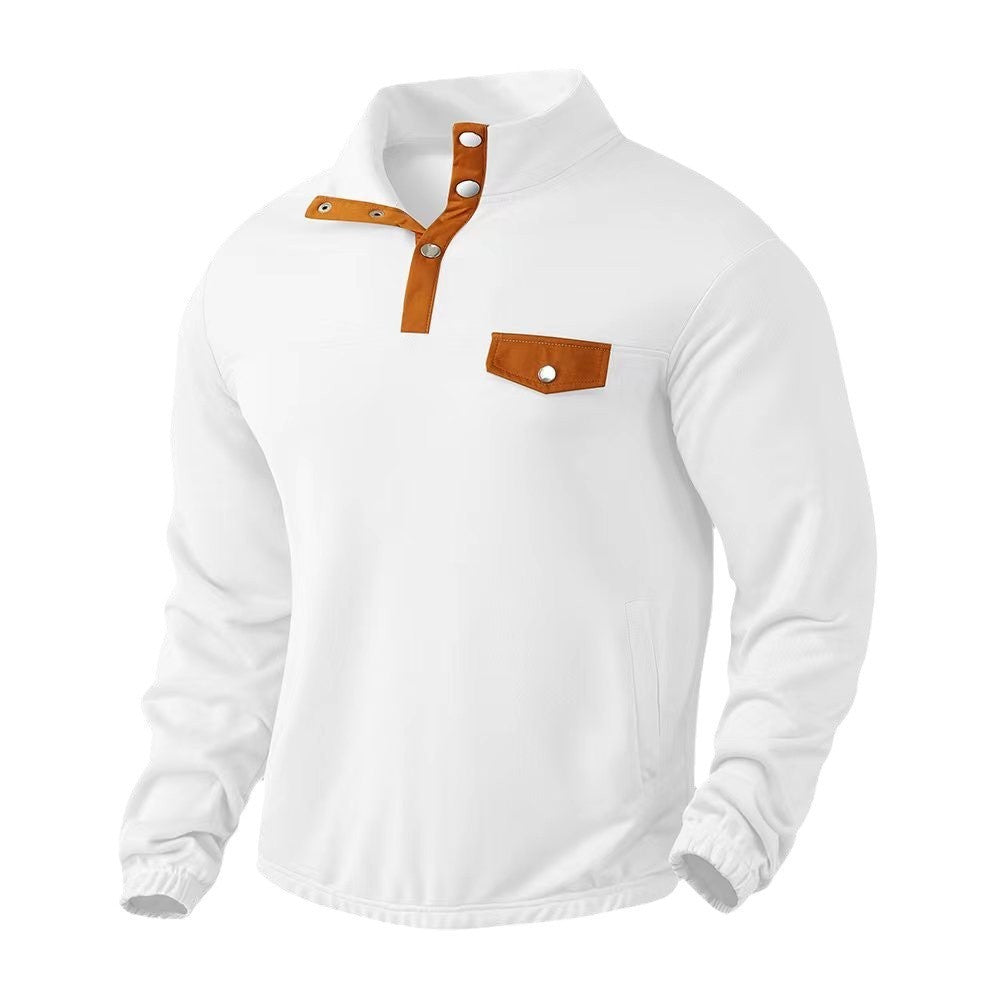 Men's fleece pullover with modern high collar and applied chest pocket Chic und Stil