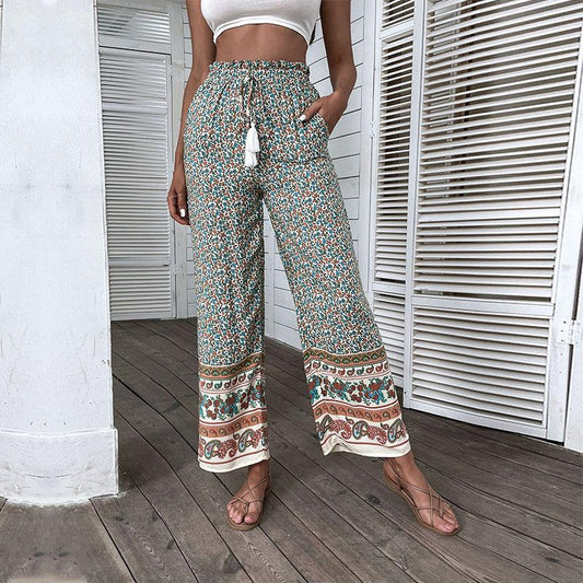 Women Wide Pants Floral Bohemian Chic and Style