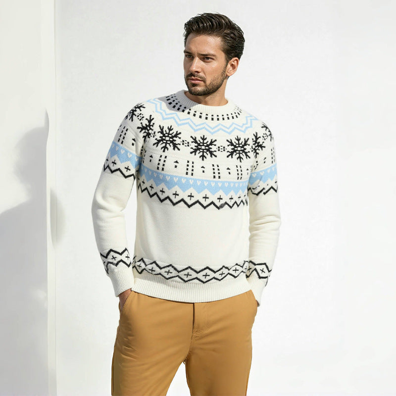 Pull en tricot pour hommes avec motif d'hiver et col rond Chic und Stil