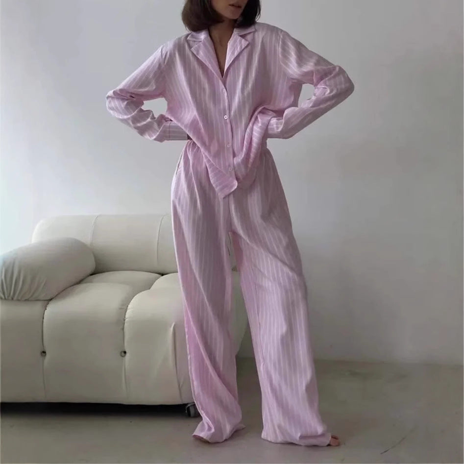 Dames Ensemble de Pyjama Rayé Luxueux Chic und Stil
