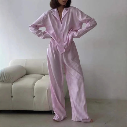 Dames Ensemble de Pyjama Rayé Luxueux Chic und Stil