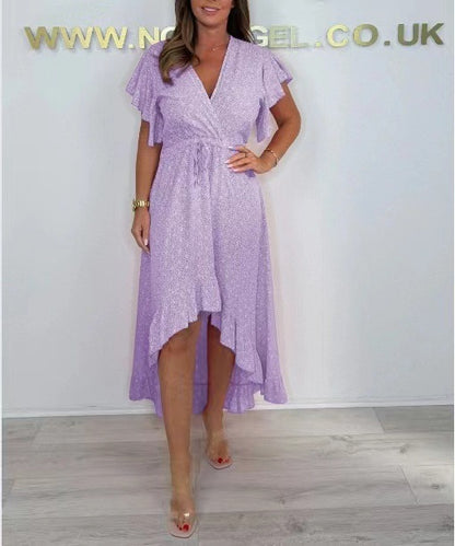 Robe à volants wrap asymétrique pour femme Chic und Stil