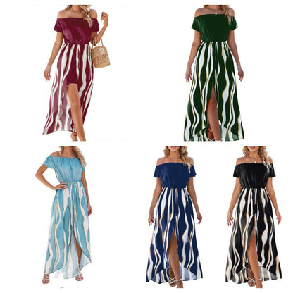Robe maxi femme avec un élégant décolleté off-shoulder et un design fluide Chic und Stil