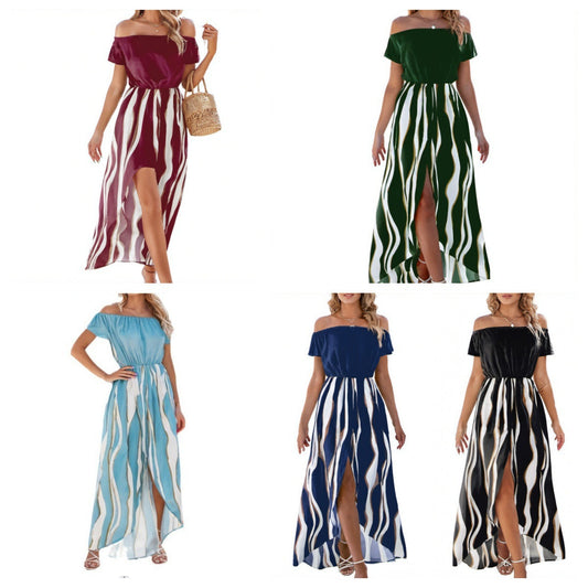 Robe maxi femme avec un élégant décolleté off-shoulder et un design fluide Chic und Stil