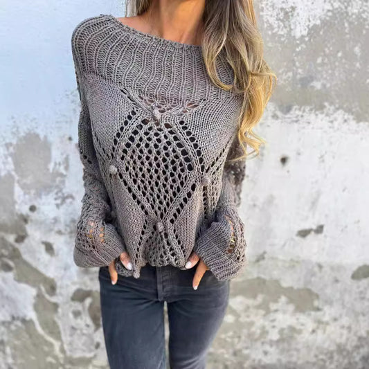Pull en tricot léger pour femmes avec un motif en crochet unique Chic und Stil