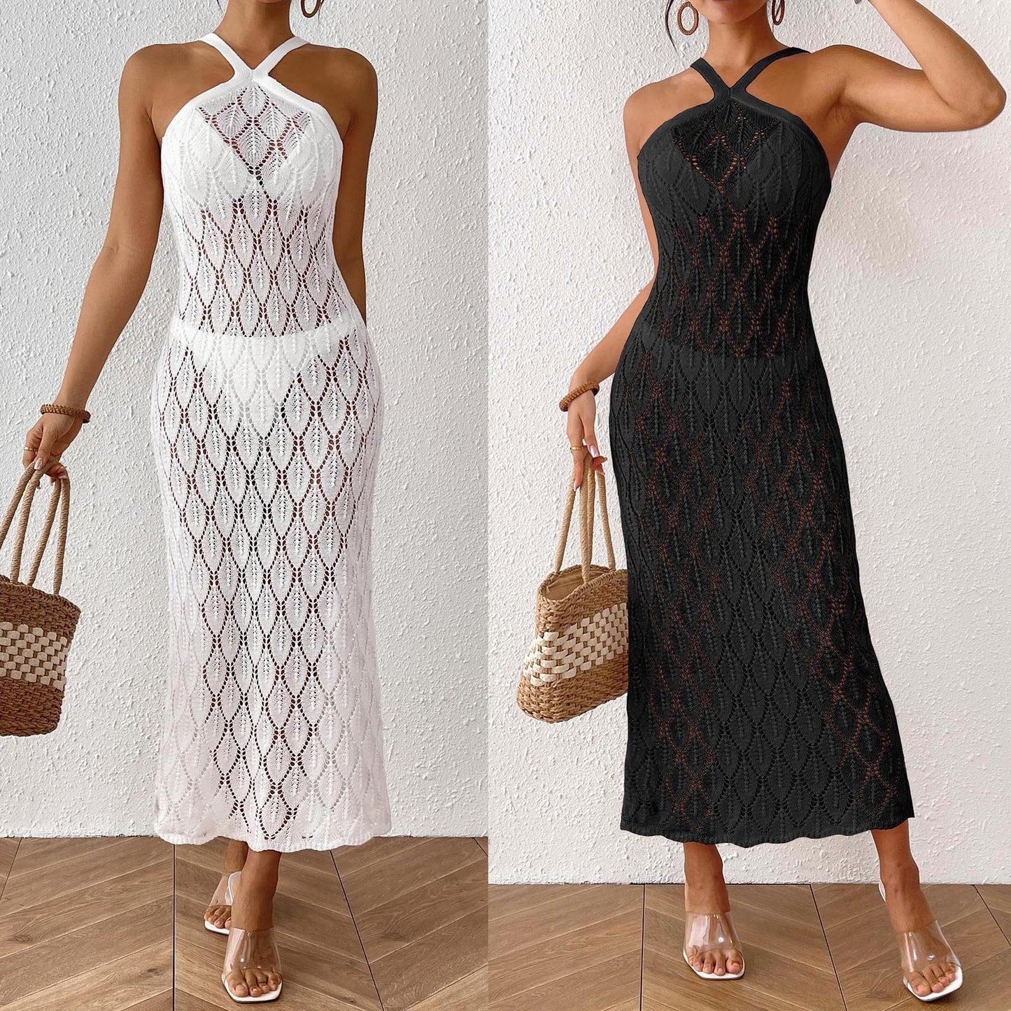 Dames Robe Maxi au Crochet Élégante Chic und Stil