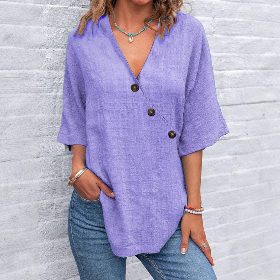 Blouse enveloppante pour femmes avec détails de boutons Chic und Stil