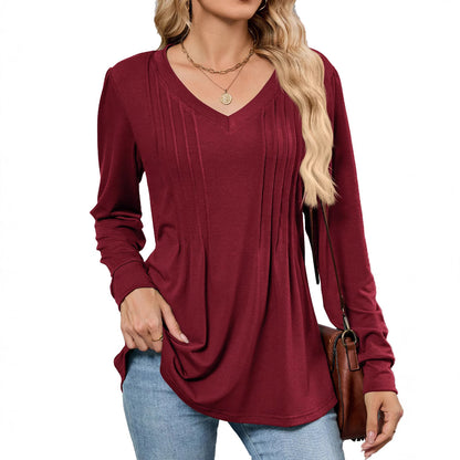 Chemisier en viscose pour femmes avec des plis élégants et décolleté en V Chic und Stil