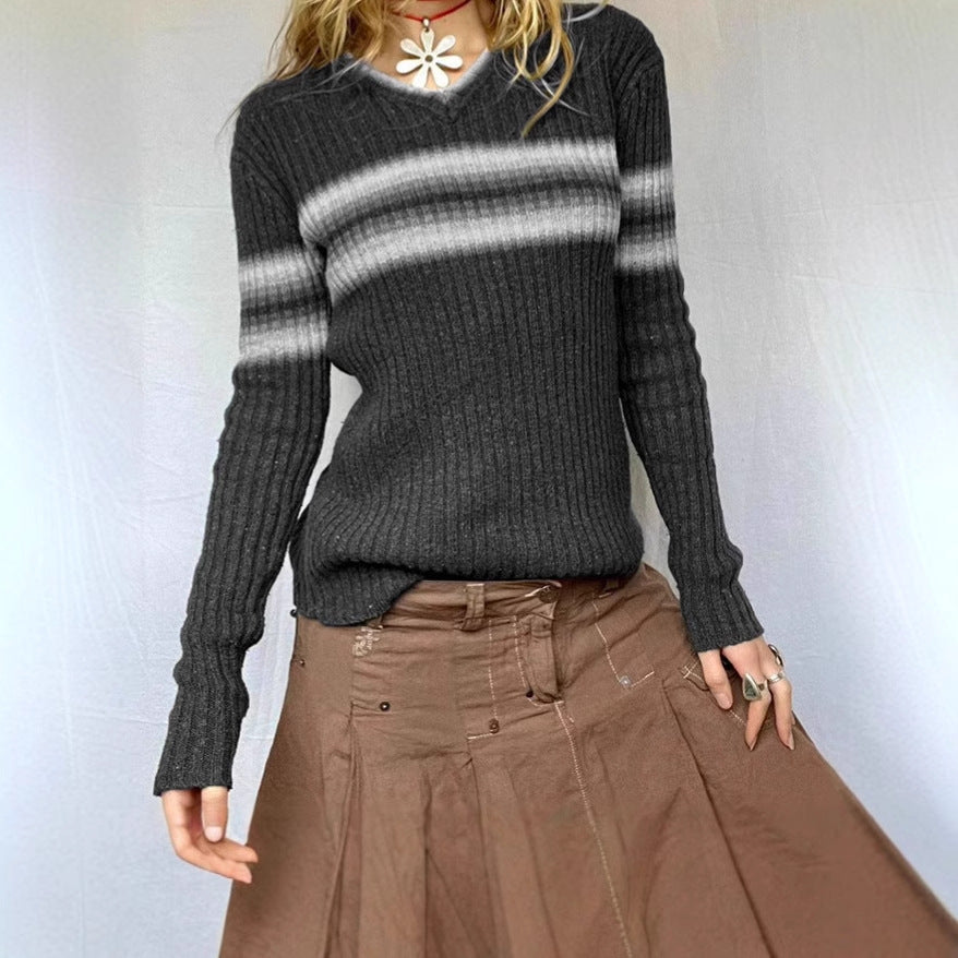 Pull-over ribbé pour femmes avec des rayures modernes Chic und Stil