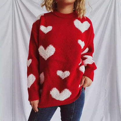 Pull femme avec motif en cœur et applications moelleuses Chic und Stil