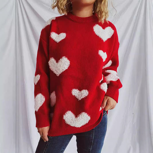 Pull femme avec motif en cœur et applications moelleuses Chic und Stil