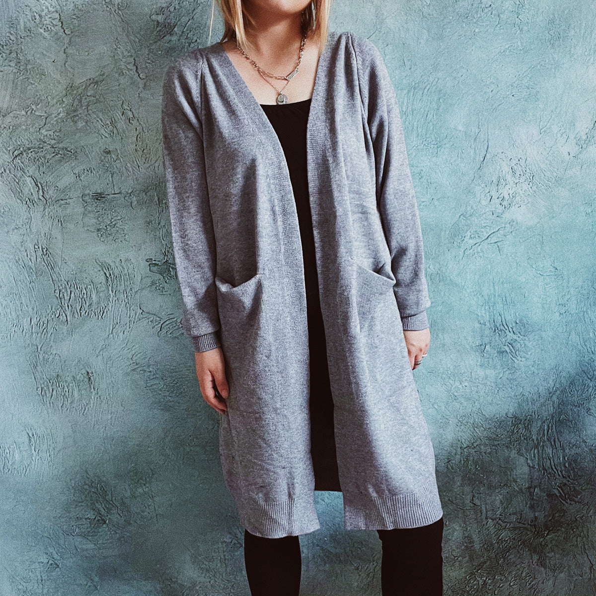 Dames cardigan décontracté à décolleté plongeant et poches pratiques Chic und Stil