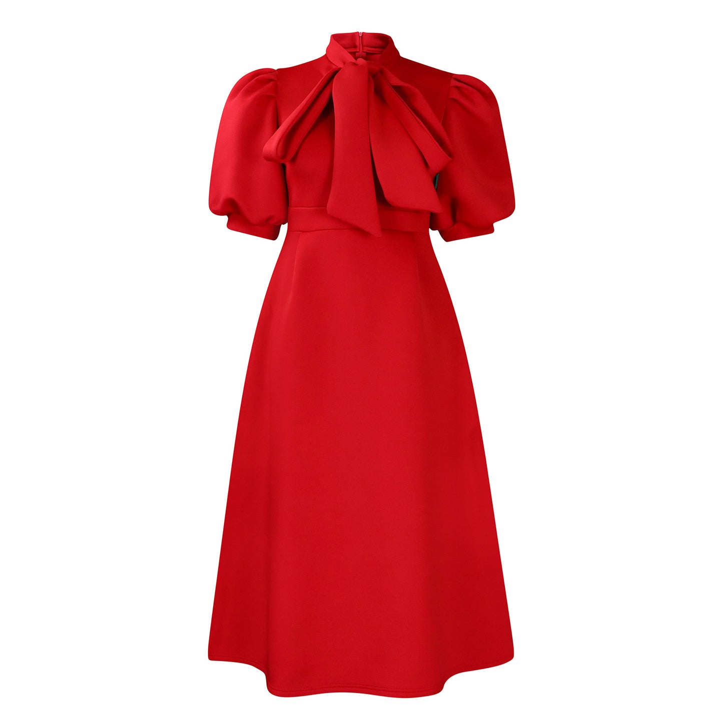 Robe midi femme avec un élégant noeud et des manches bouffantes Chic und Stil