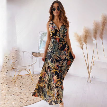 Femme Robe maxi imprimé tropical fluide Chic und Stil