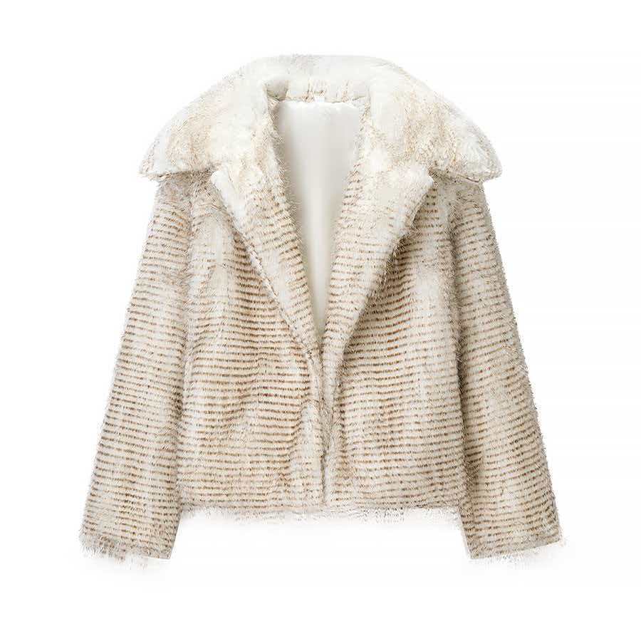 Veste en fausse fourrure à la mode pour femmes avec col élégant Chic & Stil