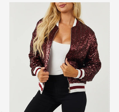 Dames Bling Bomber Jacket Chic und Stil