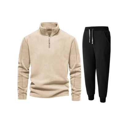 Men's fleece top with short zipper and comfortable jogger pants Chic and Style
