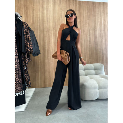 Dames dos nu large jambe combinaisons Chic und Stil