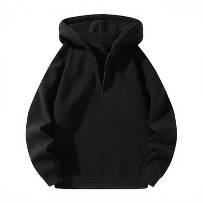 Women Fleece Hooded Pullover with Short Zip Opening Chic und Stil