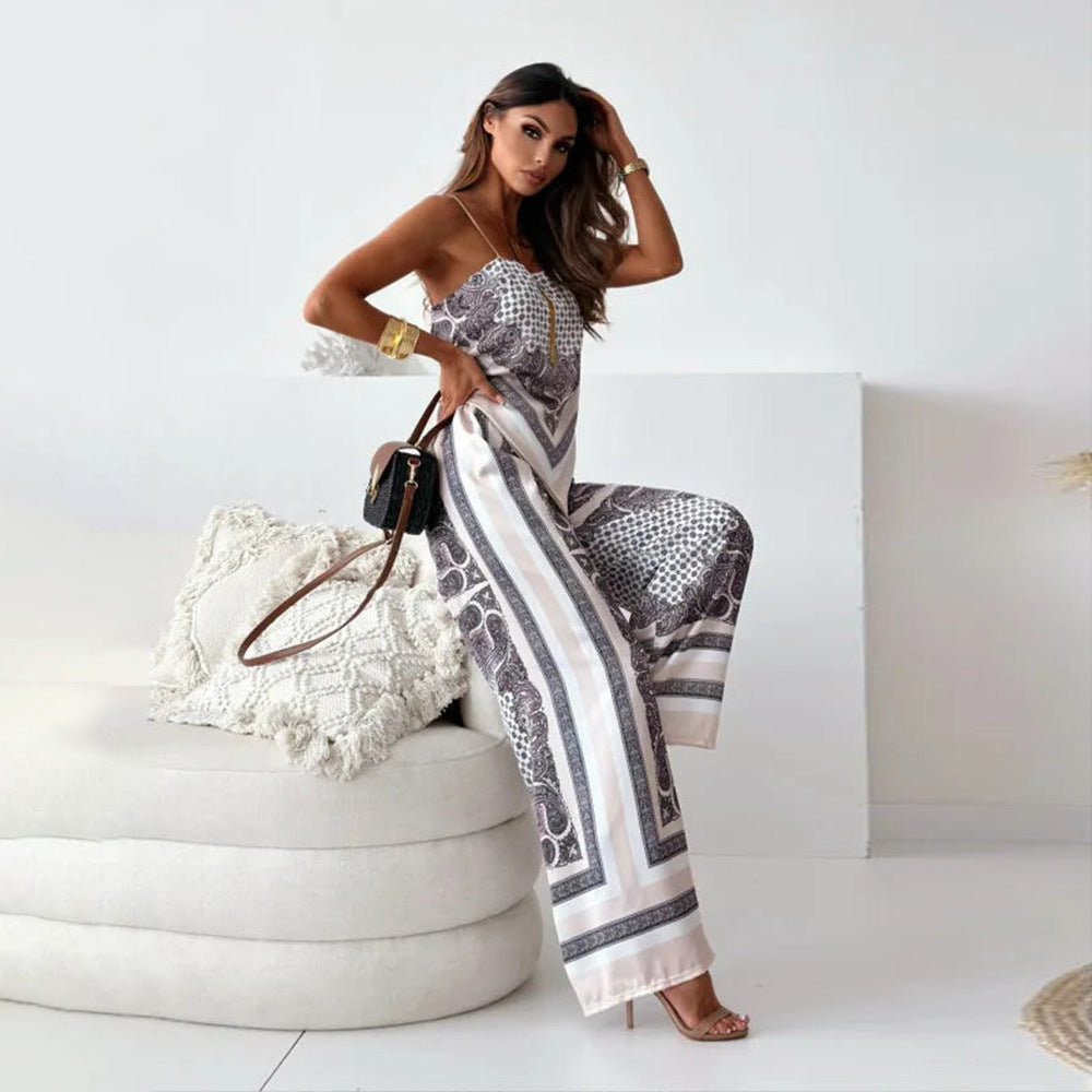 Dames jumpsuit avec jambes larges et motif élégant Chic und Stil