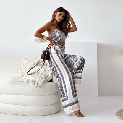 Dames jumpsuit avec jambes larges et motif élégant Chic und Stil