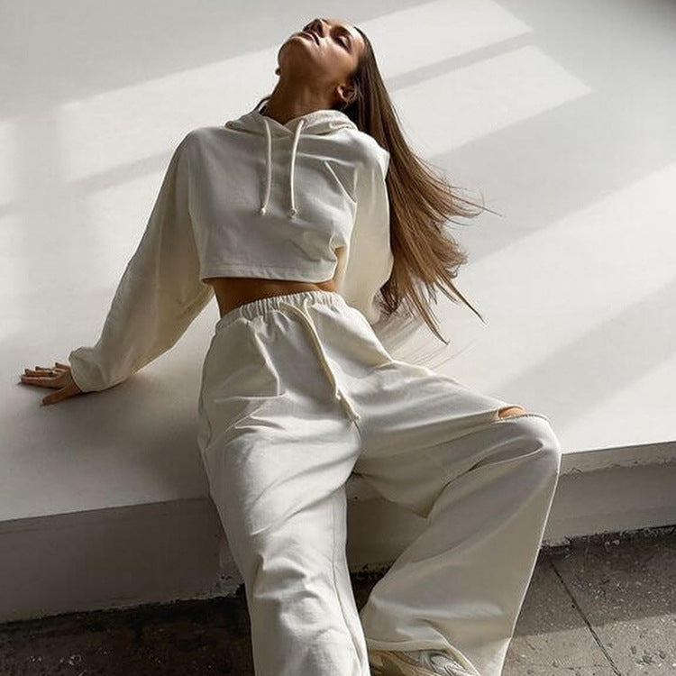Dames cropped Hoodie avec manches larges Chic und Stil
