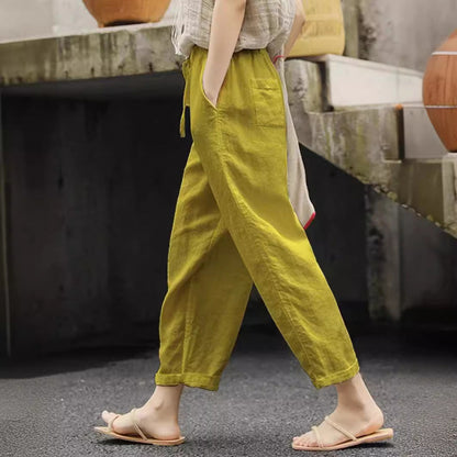 Casual linen pants for women with elastic waist and side pockets Chic und Stil