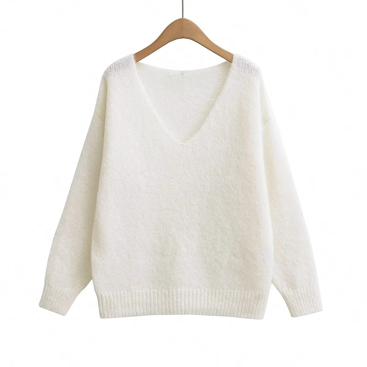 Pull oversized à col en V pour dames en tricot doux Chic und Stil