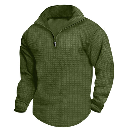 Pull en polyester à col montant pour homme, avec fermeture éclair pratique et design texturé Chic und Stil