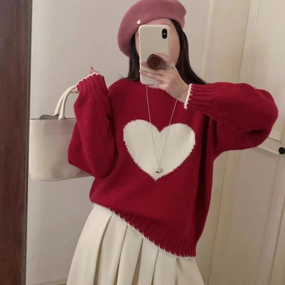 Pull femme tendance avec motif en cœur et coupe décontractée Chic und Stil