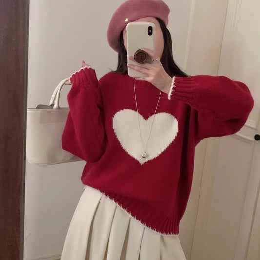Pull femme tendance avec motif en cœur et coupe décontractée Chic und Stil